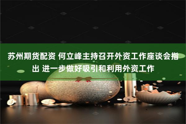 苏州期货配资 何立峰主持召开外资工作座谈会指出 进一步做好吸引和利用外资工作